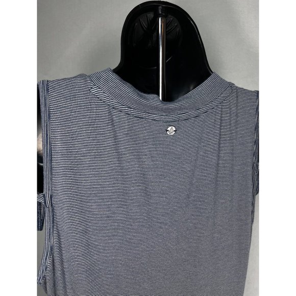 Volcom Mini Dress Asymmetrical Sleeveless Blue Stripes Medium 12 Womens - Picture 4 of 8